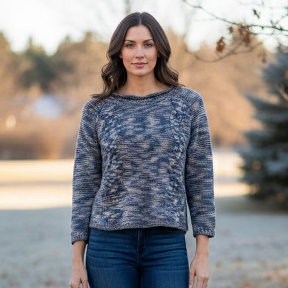 DESIGN History women wool blend short cropped sweater with pockets Blue Size M - Picture 1 of 11